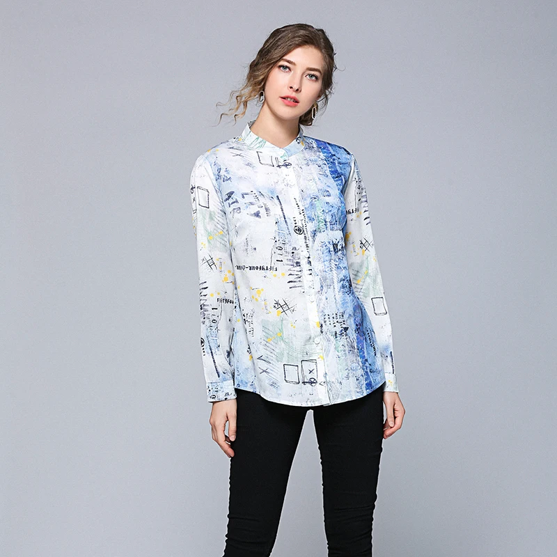Женская блузка, шелковая рубашка с воротником-стойкой, Модный повседневный топ с принтом, офисные женские шифоновые Блузы с длинным рукавом...
Женская блузка, шелковая рубашка с воротником-стойкой, Модный повседневный топ с принтом, офисные женские шифоновые Блузы с длинным рукавом...