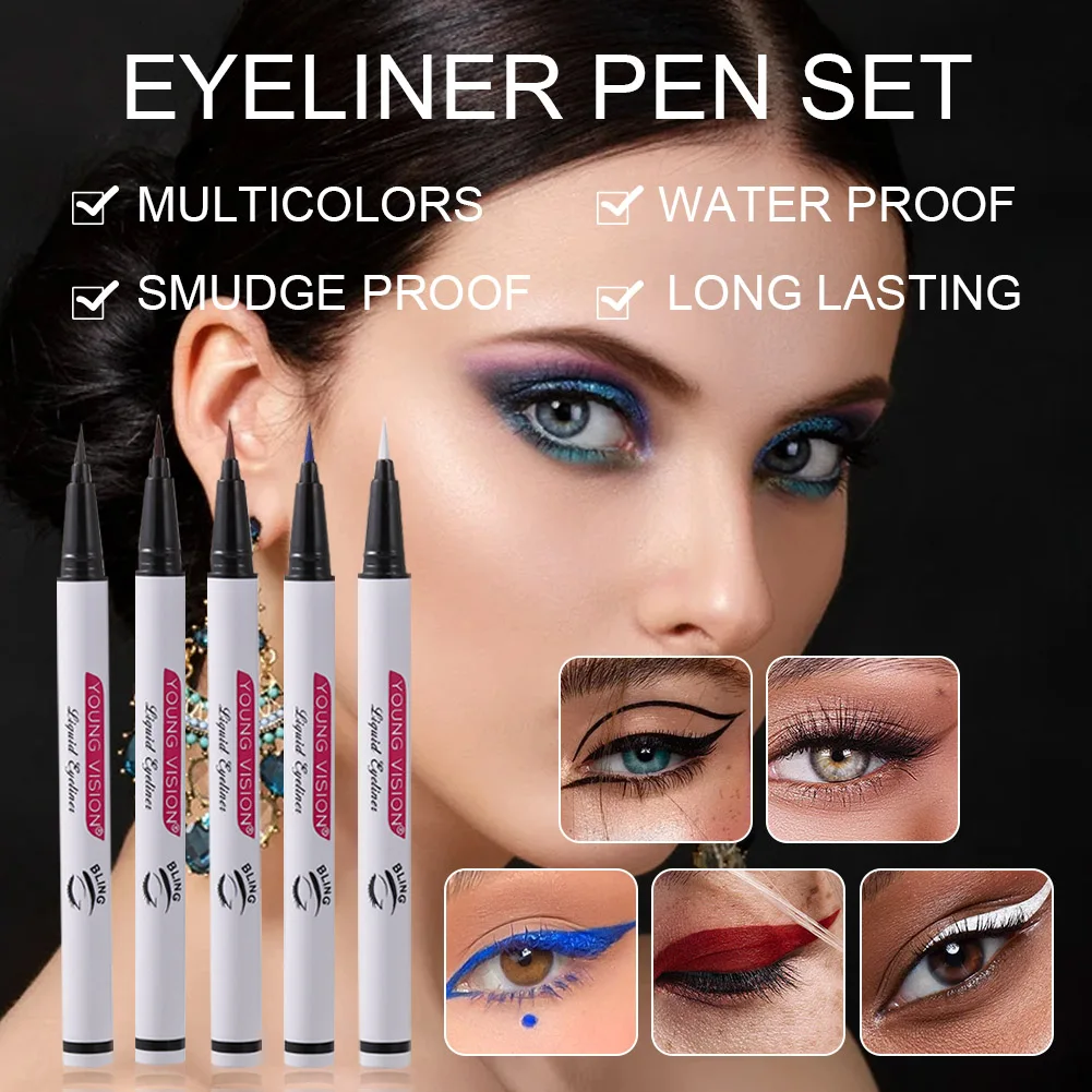 5 Colors Eyeliner Pencil Waterproof Pen Precision Long-lasting Quick Drying Liquid Eye Liner Smooth Women Makeup Eyes Cosmetics
5 Colors Eyeliner Pencil Waterproof Pen Precision Long-lasting Quick Drying Liquid Eye Liner Smooth Women Makeup Eyes Cosmetics