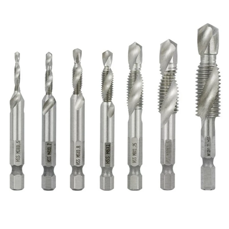 Threading Tools Hex Shank HSS4341 Screw Thread Tap 7Pcs M3 M4 M5 M6 M10 M12 Spiral Machine Plug Tap Drill Thread Tap
Threading Tools Hex Shank HSS4341 Screw Thread Tap 7Pcs M3 M4 M5 M6 M10 M12 Spiral Machine Plug Tap Drill Thread Tap