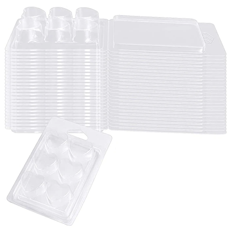 Wax Melt Molds, Clear Empty Plastic Heart Shape Clamshell Wax Melt Containers, 6 Cavity Plastic Tray For Candle Making
Wax Melt Molds, Clear Empty Plastic Heart Shape Clamshell Wax Melt Containers, 6 Cavity Plastic Tray For Candle Making
