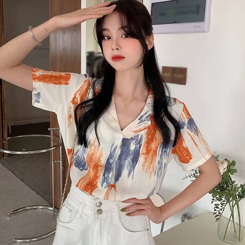 Jlong Summer Print Casual Blouse Loose Women Simple Shirt Short Sleeve Chiffon Blouse Female Shirts
Jlong Summer Print Casual Blouse Loose Women Simple Shirt Short Sleeve Chiffon Blouse Female Shirts
