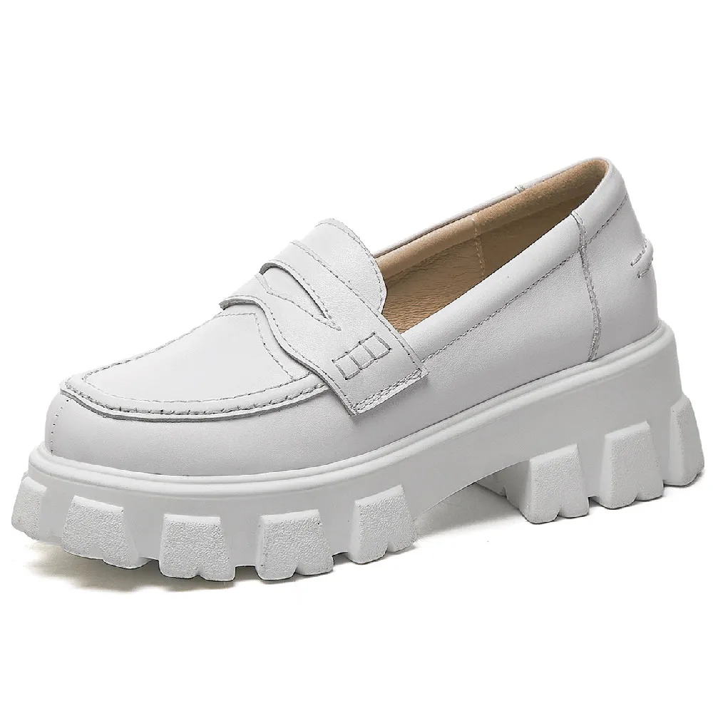 Women's genuine leather chunky heel thick sole platform flats loafers leisure soft comfortable punk moccasins casual daily shoes
Women's genuine leather chunky heel thick sole platform flats loafers leisure soft comfortable punk moccasins casual daily shoes