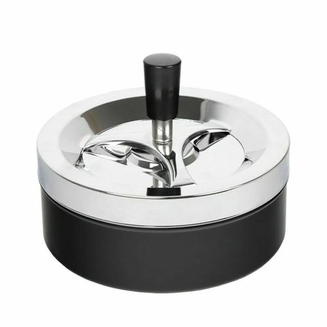 Round Rotary Ashtray Large Metal Rotating Ashtray Black / Chrome 14cm Diameter Cigarette Tray Desktop Decor For Home Office Car
Round Rotary Ashtray Large Metal Rotating Ashtray Black / Chrome 14cm Diameter Cigarette Tray Desktop Decor For Home Office Car