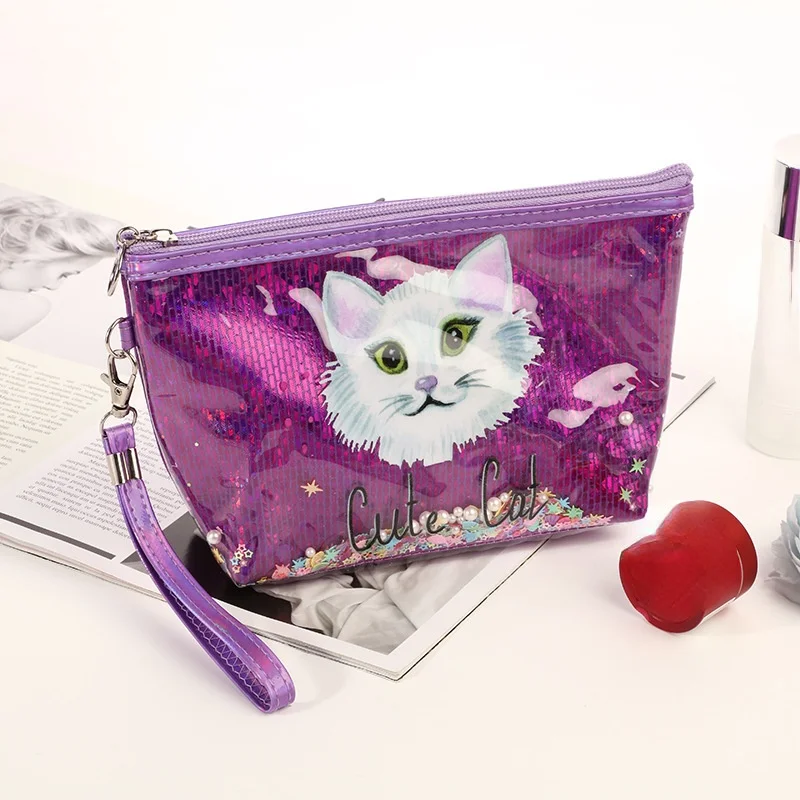 New Creative 2021 Laser Quicksand Cat Women's Wash Cosmetic Bag Large Capacity Travel Bath Swimming Storage Bag Reusable 
New Creative 2021 Laser Quicksand Cat Women's Wash Cosmetic Bag Large Capacity Travel Bath Swimming Storage Bag Reusable