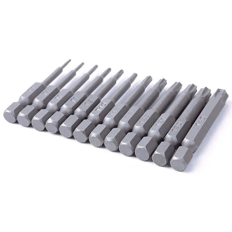 50mm 1/4 Inch Hex Torx Head Screw Driver Bits T5-T40 12 Sizes High Quality US S2 Alloy Steel Torx Screwdriver Bit
50mm 1/4 Inch Hex Torx Head Screw Driver Bits T5-T40 12 Sizes High Quality US S2 Alloy Steel Torx Screwdriver Bit