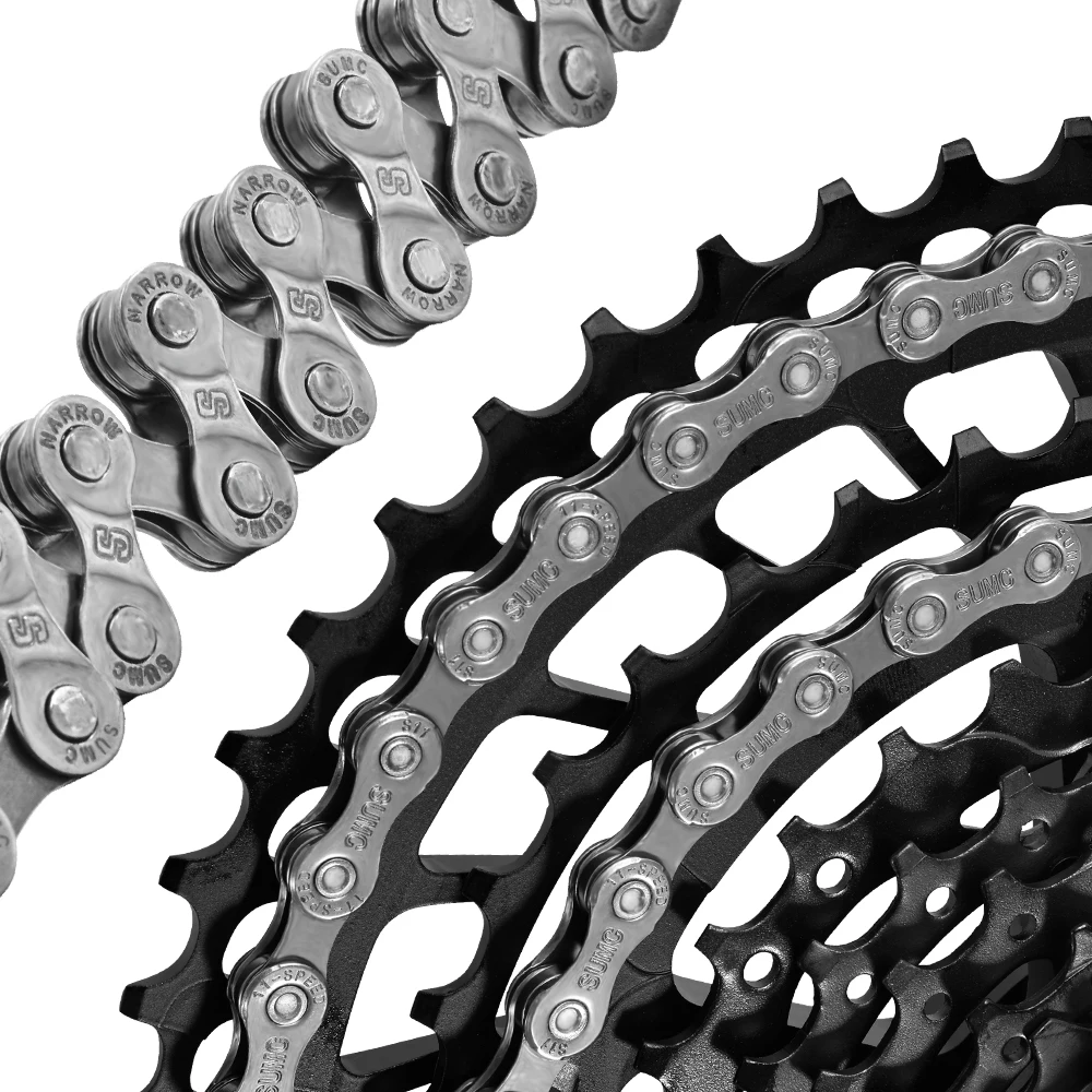 

SWTXO 6/7/8 9 10 11 Speed Chain MTB Road Bike Chain For Shimano Sram Campagnolo With Velcro 1/2" x 11/128" 116 Links