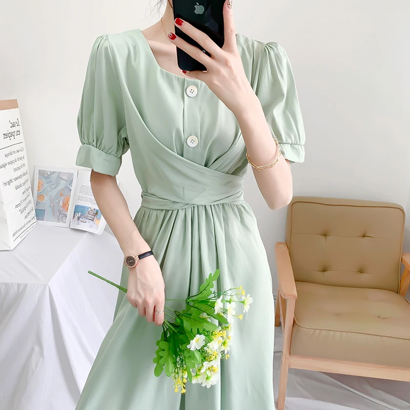 Solid Elegant sash women Dress Summer 2021 pleated buttons chiffon Sundress office ladies High Waist A-line Midi Vestidos
Solid Elegant sash women Dress Summer 2021 pleated buttons chiffon Sundress office ladies High Waist A-line Midi Vestidos
