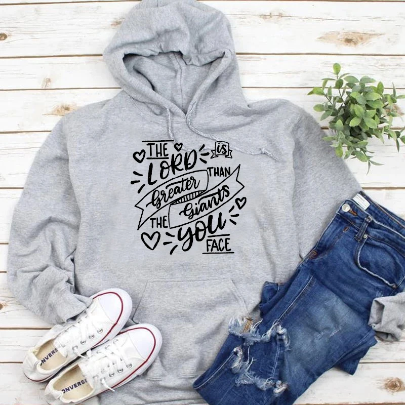 Creates The Lord is Greater than the Giants you face hoodies women fashion winter autumn pure cotton hoodie slogan graphic tops
Creates The Lord is Greater than the Giants you face hoodies women fashion winter autumn pure cotton hoodie slogan graphic tops