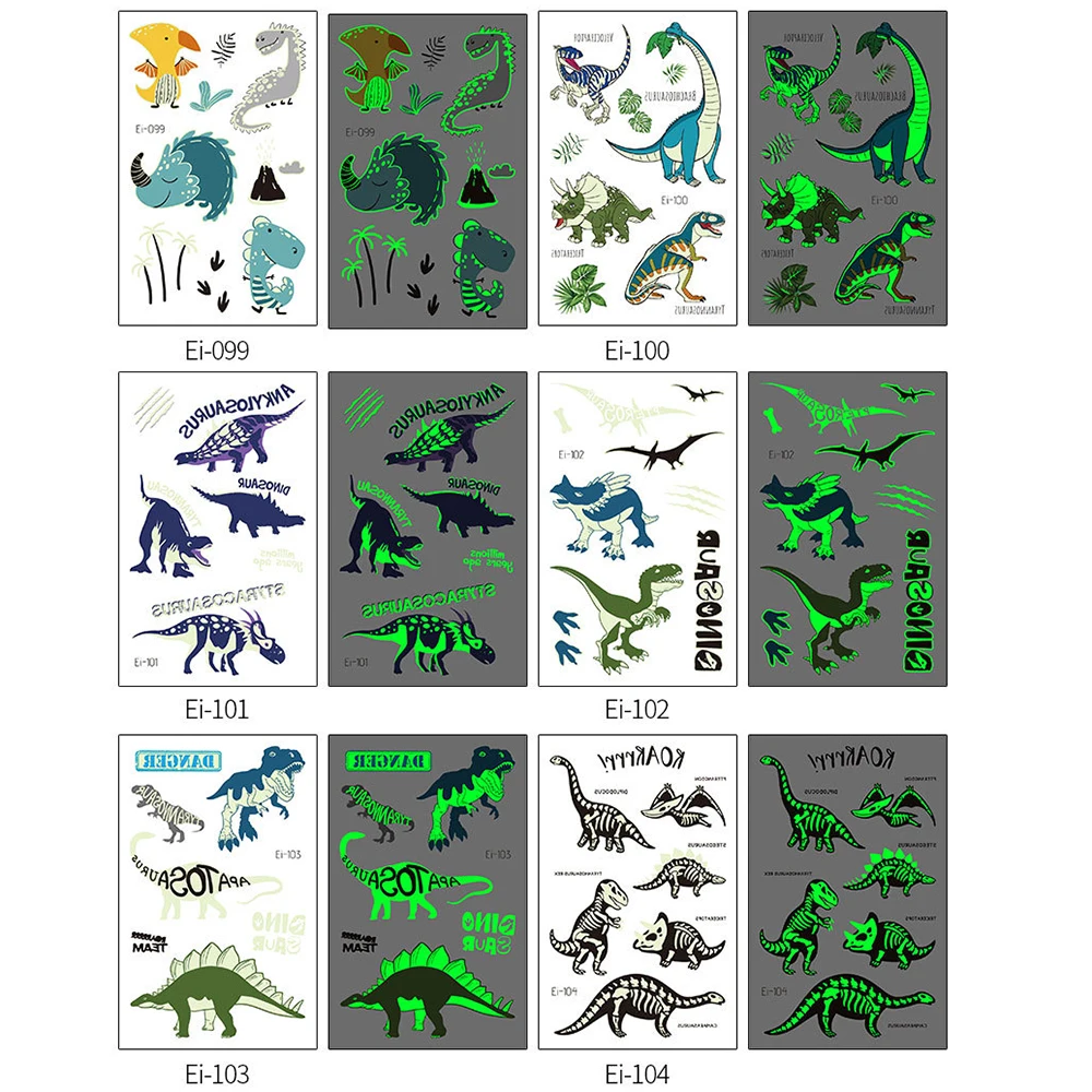 Светящийся динозавр детские наклейки-татуировки мультфильм забавные наклейки