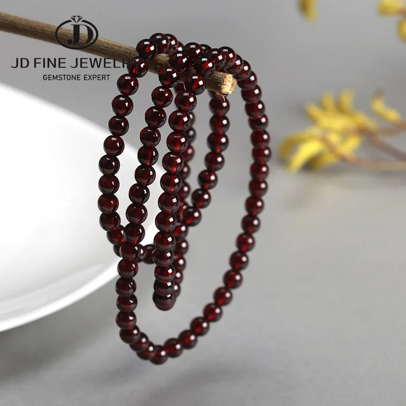 Бусины винно-Красного цвета JD круглые камни с гранатом 4-5 мм массивные ювелирные