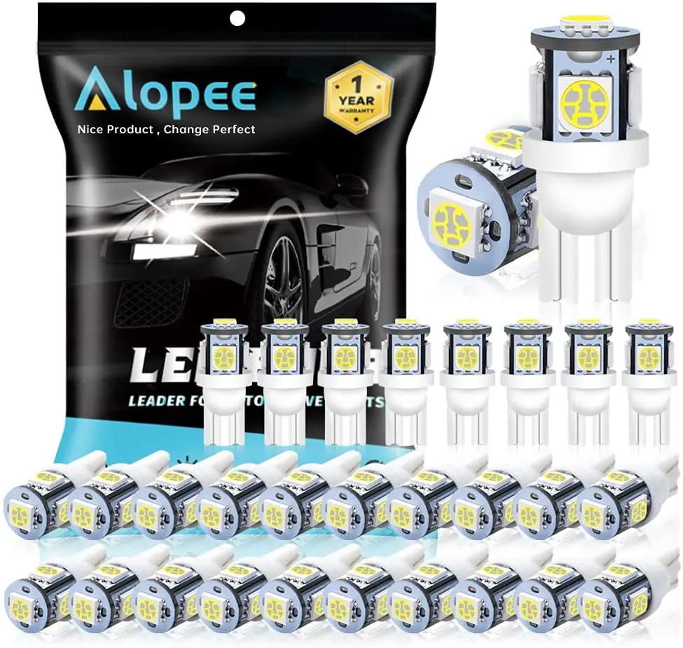 30-Pack 194 501 T10 White LED Light 12V Car Interior & Exterior 5SMD Map Dome Courtesy License Plate Dashboard Side Marker Light 
30-Pack 194 501 T10 White LED Light 12V Car Interior & Exterior 5SMD Map Dome Courtesy License Plate Dashboard Side Marker Light