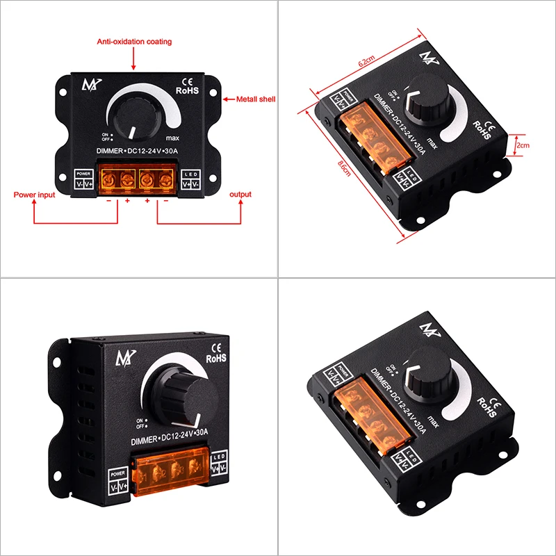 DC12V-24V светодиодный диммерный переключатель Max 30A регулируемый регулятор