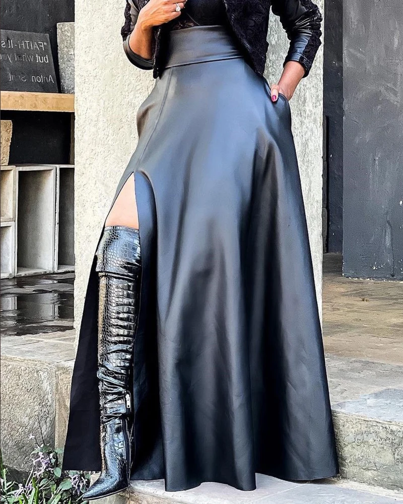 Fashion Brand 2021 Women Vintage Chic High Waist Black Leather Skirt A Line Pleated Female Basic Casual Office Wear Midi Skirts
Fashion Brand 2021 Women Vintage Chic High Waist Black Leather Skirt A Line Pleated Female Basic Casual Office Wear Midi Skirts
