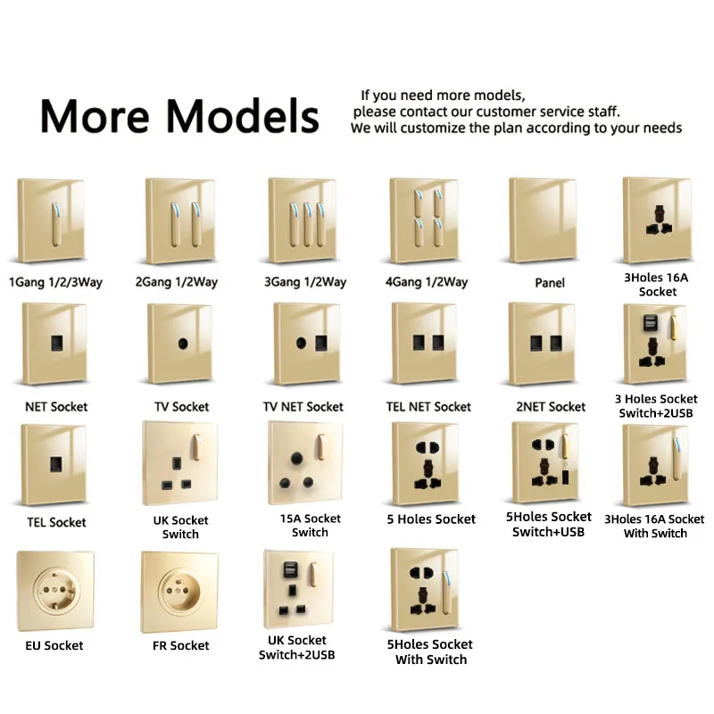 Avoir Wall Light Switch Crystal Glass Panel Golden Sockets and Switches Piano Key Model Design General Standard 1/2/3/4Gang 
Avoir Wall Light Switch Crystal Glass Panel Golden Sockets and Switches Piano Key Model Design General Standard 1/2/3/4Gang