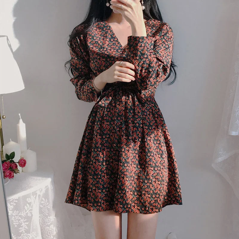 Spring n Fashion Slim V-neck Floral Print Long Sleeve Chiffon Waist Dress Printed Dress Clothes Long Sleeve Dress
Spring n Fashion Slim V-neck Floral Print Long Sleeve Chiffon Waist Dress Printed Dress Clothes Long Sleeve Dress