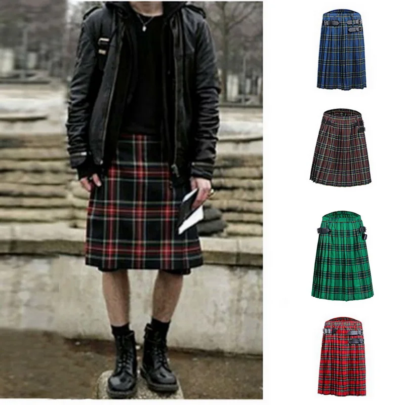 Disputent шотландская Мужская Kilt традиционный ремень в клетку плиссированная