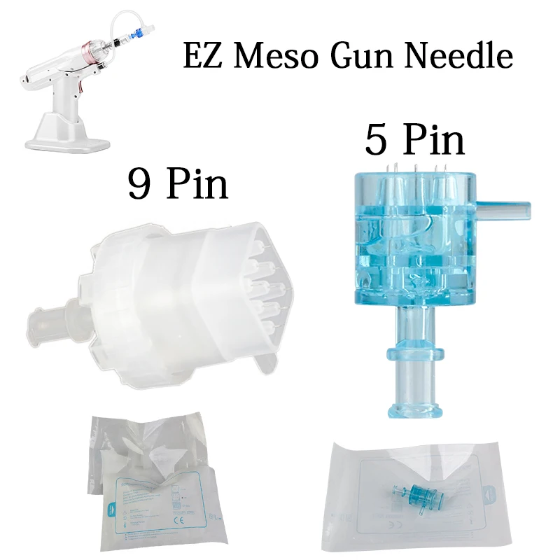 

10pcs Disposable 5/9 Pin EZ Mesotherapy Injector Needle Cartridge Tip Meso Injector Negative Pressure Microcrystal Gun Injection