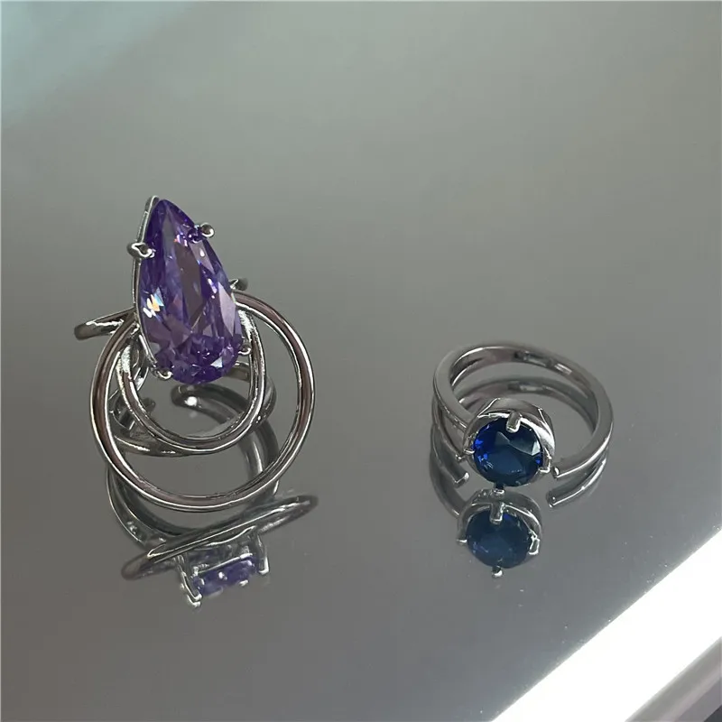 Temperament 2 Styles Purple Blue Round Waterdrop Rhinestone Charm Rings for Women Ladies Double Layers Alloy Rings Accessories
Temperament 2 Styles Purple Blue Round Waterdrop Rhinestone Charm Rings for Women Ladies Double Layers Alloy Rings Accessories