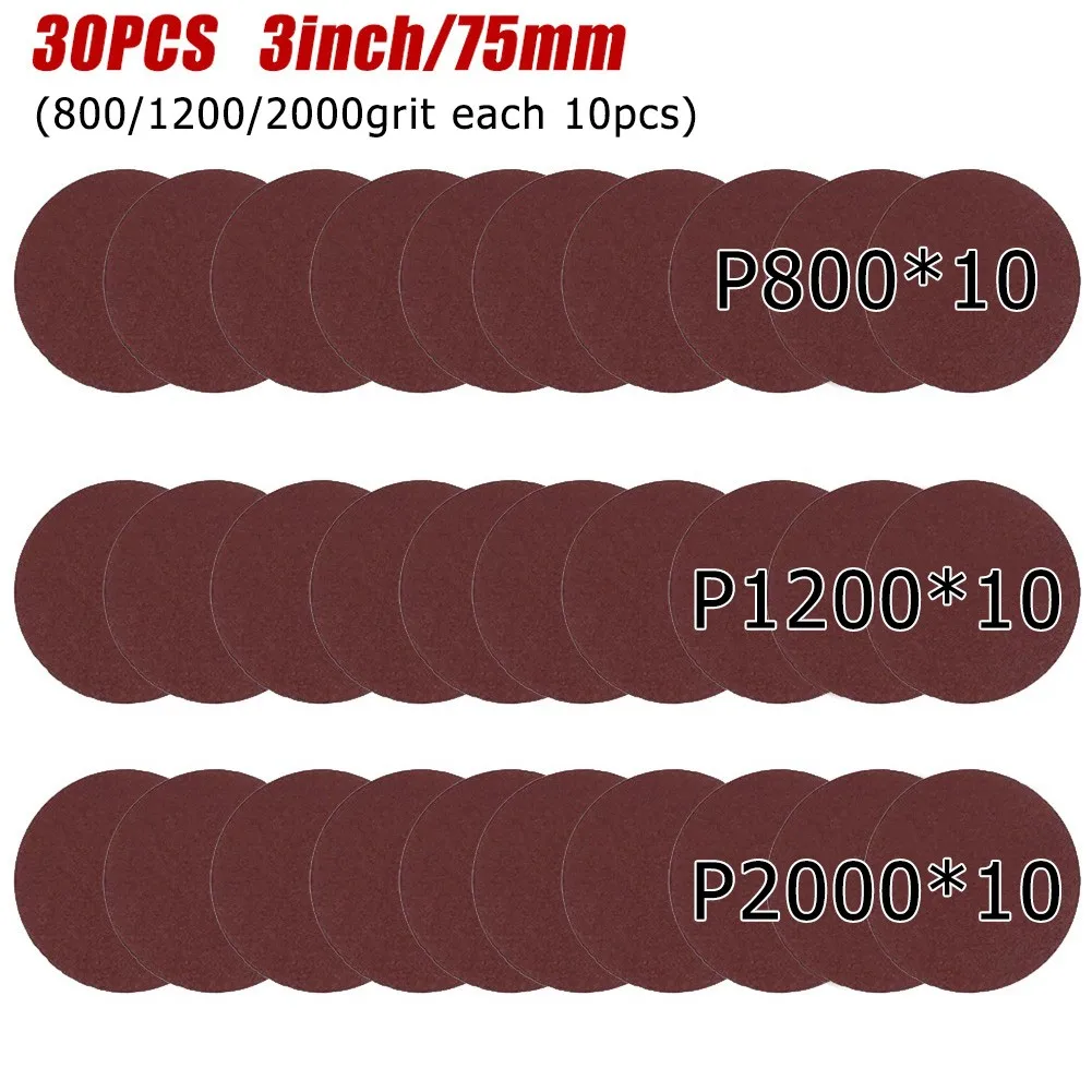 30pcs 3inch(75mm) Flocking Sandpaper Sander Disc Sanding Pad 800/1200/2000Grit Sandpapers Air Tool Accessories
30pcs 3inch(75mm) Flocking Sandpaper Sander Disc Sanding Pad 800/1200/2000Grit Sandpapers Air Tool Accessories