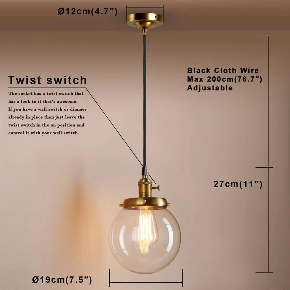 Permo Modern 7.5'' Glass Globe Pendant Lights Retro Pendant Ceiling Lamps Vintage Hanglamp Luminaire Loft Dining Lights Fixture
Permo Modern 7.5'' Glass Globe Pendant Lights Retro Pendant Ceiling Lamps Vintage Hanglamp Luminaire Loft Dining Lights Fixture
