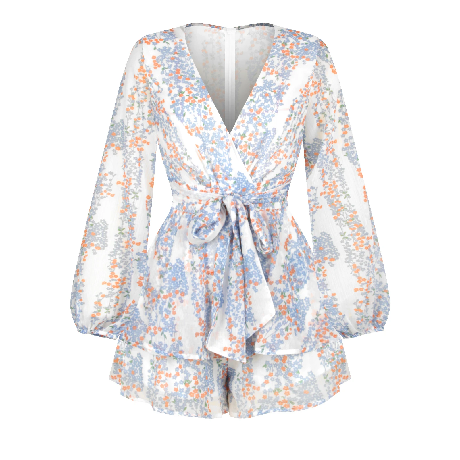 Women Summer Floral Printed Jumpsuit Long Semi-sheer Sleeves Sexy V Neck Romper Playsuit
Women Summer Floral Printed Jumpsuit Long Semi-sheer Sleeves Sexy V Neck Romper Playsuit