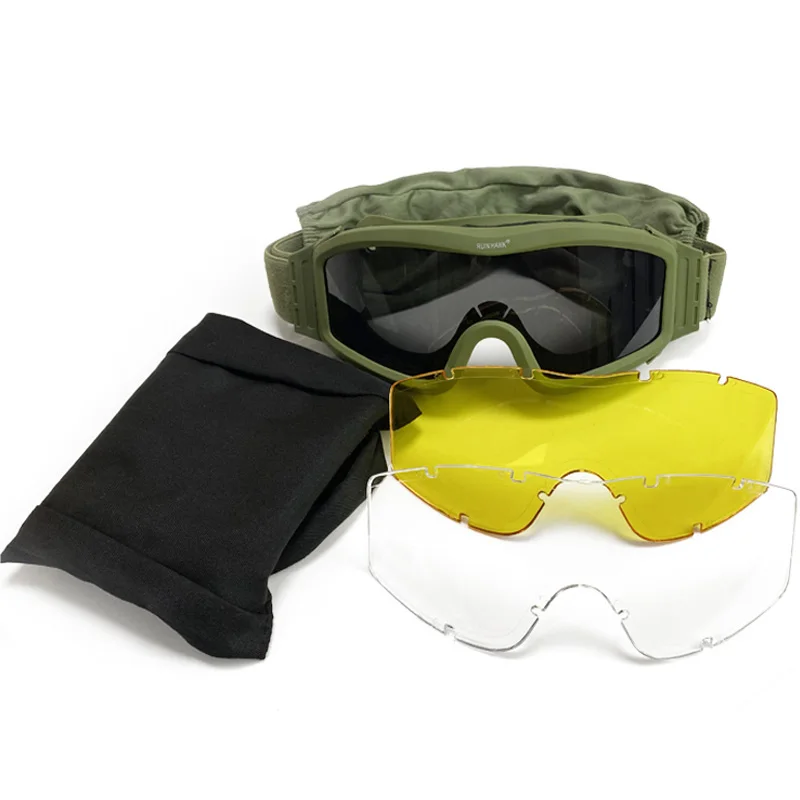 Тактические очки черного желтого и зеленого цвета военные солнцезащитные для