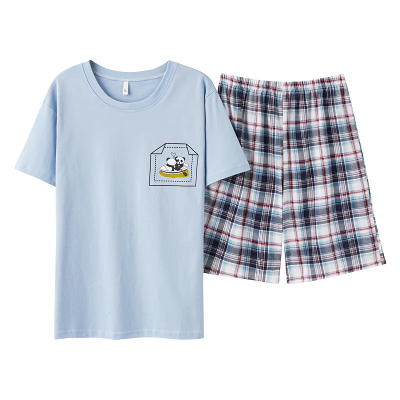 Soft Cotton High Quality Round Neck Short Sleeve Summer Men's Home Wear Round Neck Suit Plaid Pants Men Sleepwear Sleepwear Suit
Soft Cotton High Quality Round Neck Short Sleeve Summer Men's Home Wear Round Neck Suit Plaid Pants Men Sleepwear Sleepwear Suit