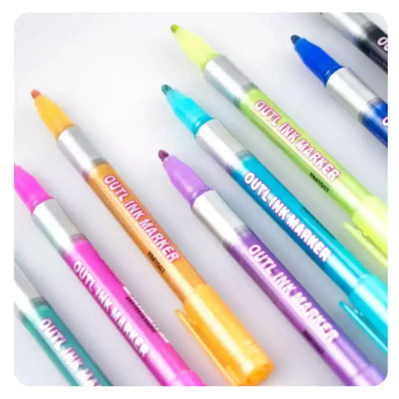 8-цветная двойная цветная контурная ручка Рождественская маркерные ручки