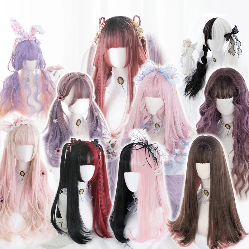 Allaosify Synthetic Long Lolita Wig with Bangs Straight and Curly a Variety of Styles and Colorful Cosplay Wigs for Women
Allaosify Synthetic Long Lolita Wig with Bangs Straight and Curly a Variety of Styles and Colorful Cosplay Wigs for Women