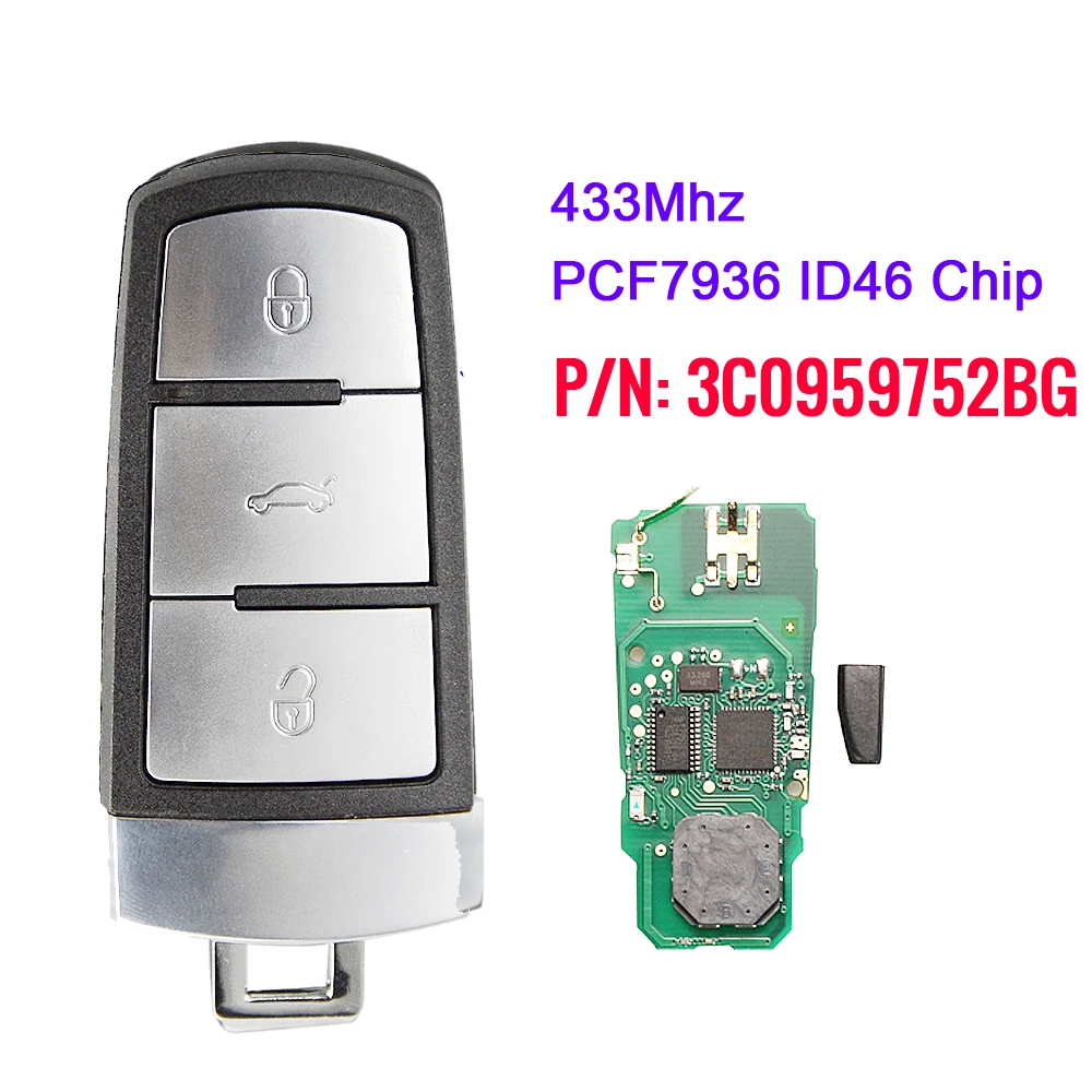 Keyless Smart Remote Car Key Fob Control 433MHz with ID46 For Volkswagen VW Passat CC 2004-2015 3C0959752BG
Keyless Smart Remote Car Key Fob Control 433MHz with ID46 For Volkswagen VW Passat CC 2004-2015 3C0959752BG