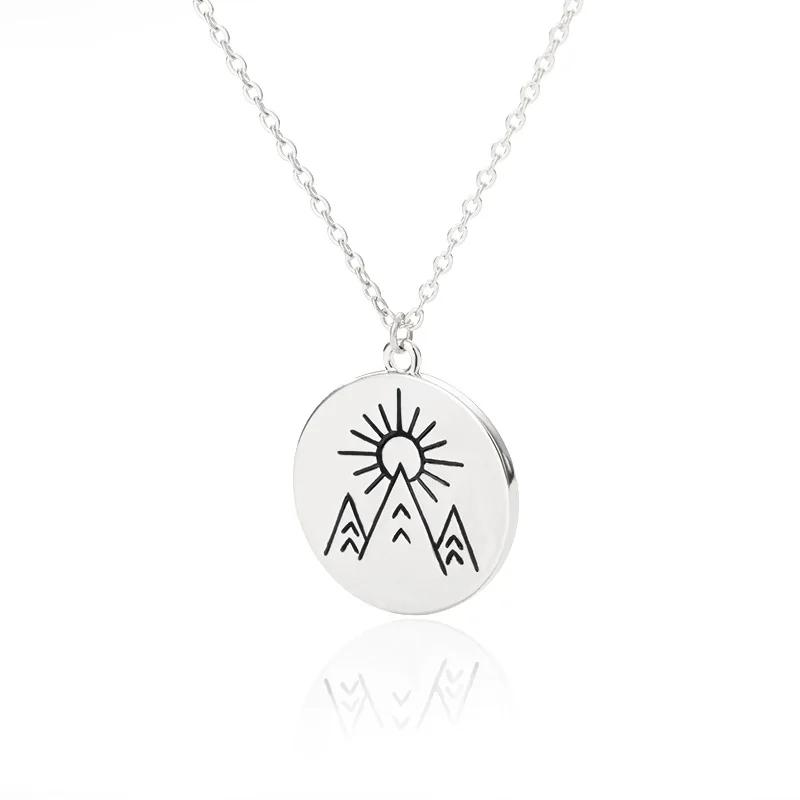 Adventure Awaits Mountain Landscape Sun Necklace Gold Sunrise Chain On The Neck Pendant Women Necklaces Fashion Jewelry Gift
Adventure Awaits Mountain Landscape Sun Necklace Gold Sunrise Chain On The Neck Pendant Women Necklaces Fashion Jewelry Gift