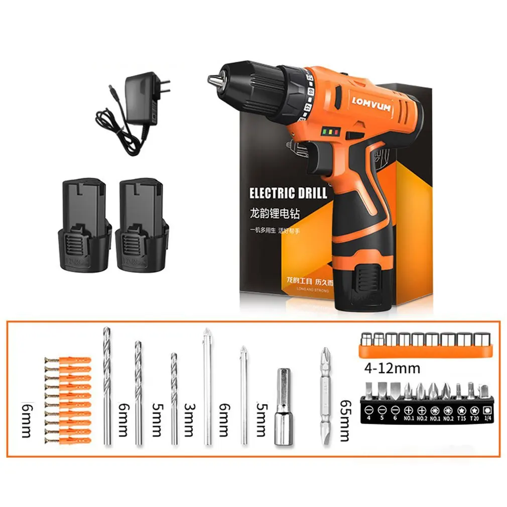 LOMVUM 12V Double Speed Electric Drill Rechargeable Mini Cordless Handheld Screwdriver Drill 
LOMVUM 12V Double Speed Electric Drill Rechargeable Mini Cordless Handheld Screwdriver Drill