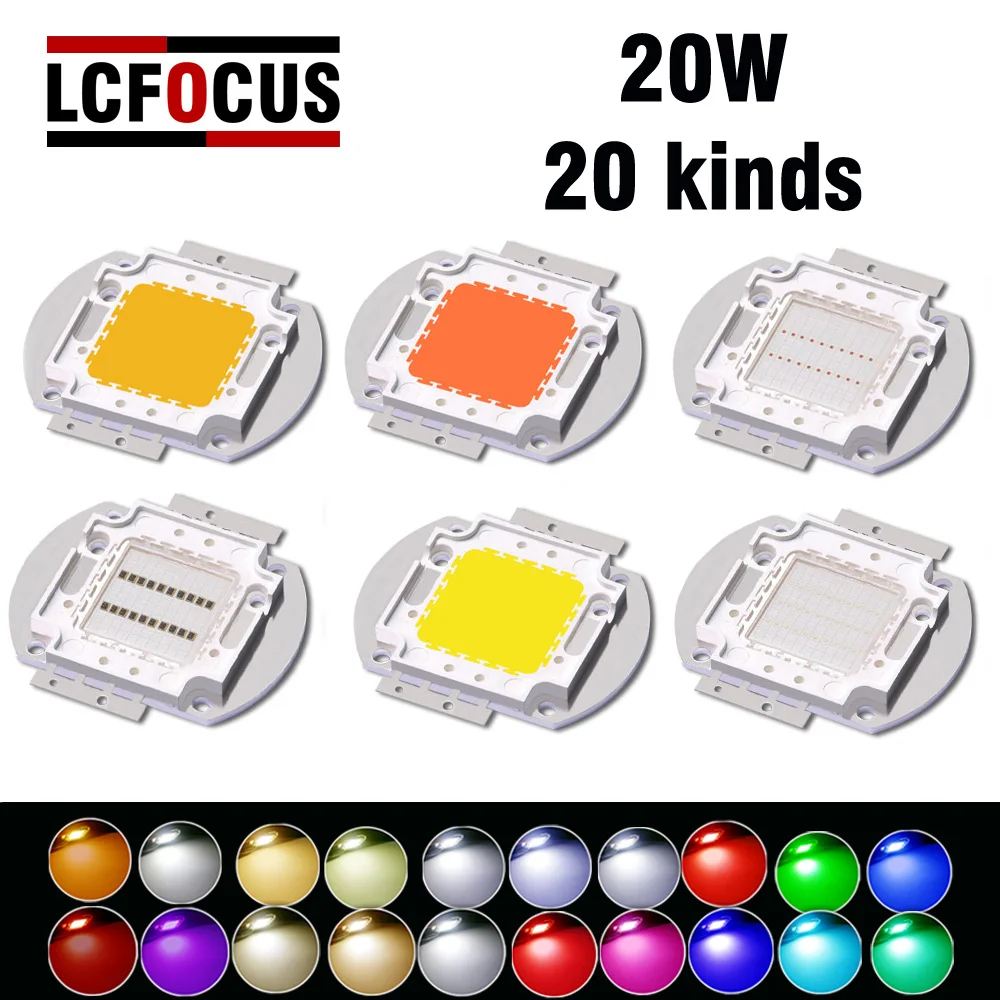 20W High Power LED COB Chip White Yellow RGB Red Green Blue Amber Purple Cyan Full Spectrum 20 W Watt Flood Light Beads
20W High Power LED COB Chip White Yellow RGB Red Green Blue Amber Purple Cyan Full Spectrum 20 W Watt Flood Light Beads