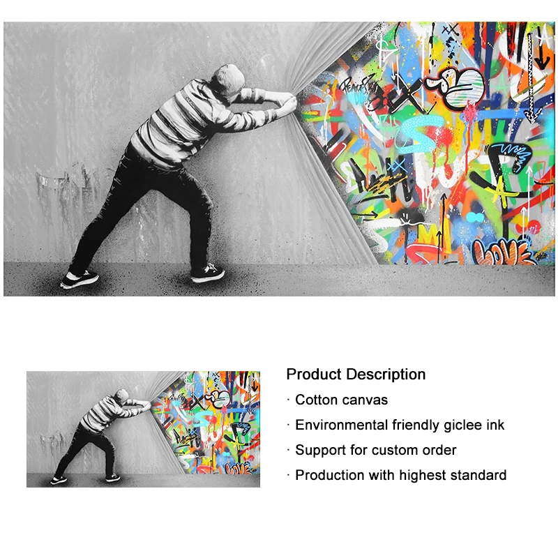Graffiti Street Art Behind The Curtain Canvas Poster Modern Wall Art Poster and Prints for Living Room Decor Unframed
Graffiti Street Art Behind The Curtain Canvas Poster Modern Wall Art Poster and Prints for Living Room Decor Unframed