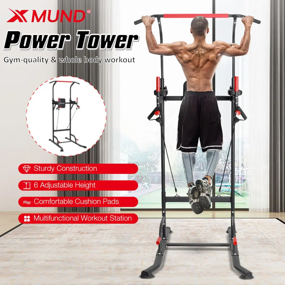 Power Tower Dip Station Pull Up Bar Home Gym Strength Training Fitness Exercise Single Parallel Bars Push Ups Stands Equipment
Power Tower Dip Station Pull Up Bar Home Gym Strength Training Fitness Exercise Single Parallel Bars Push Ups Stands Equipment