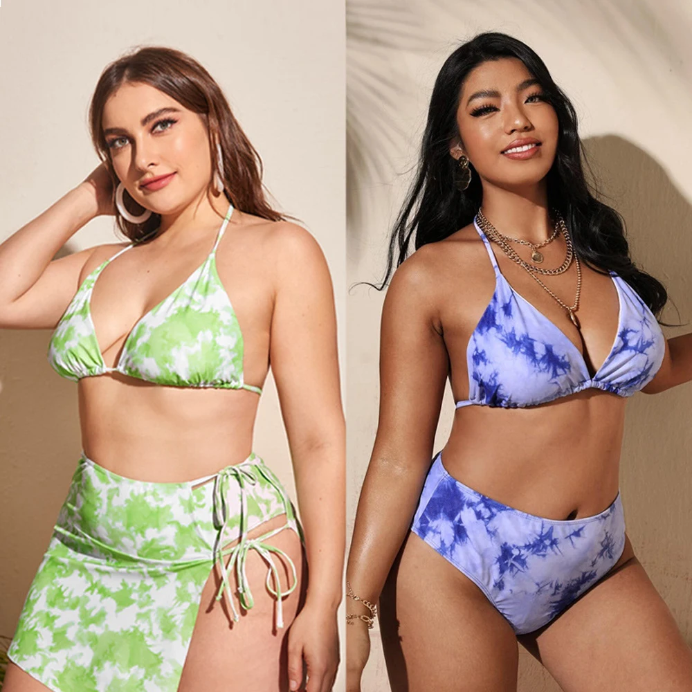 060 Elegant Bikinis Set 3 Piece Tie-dye Large Big Beach Dress Sexy High Waist Female Women's Swimming Suit 2022 New Plus Size XL
060 Elegant Bikinis Set 3 Piece Tie-dye Large Big Beach Dress Sexy High Waist Female Women's Swimming Suit 2022 New Plus Size XL