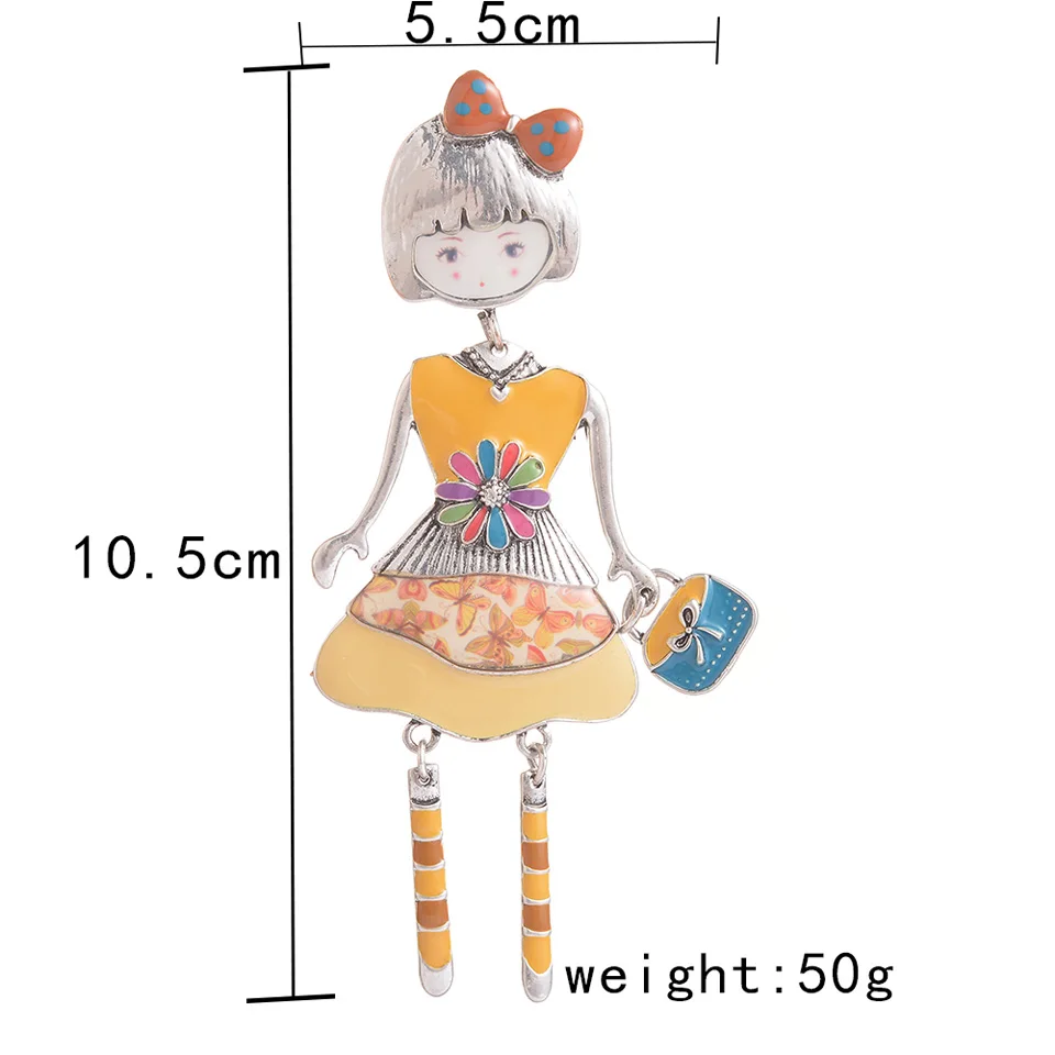 Cring Coco 2019 Hot Sale Cute Doll Shape Brooch Women Enamel Alloy Jewelry Brooches for Girls Dress Coat Wedding Party Gifts | Украшения и