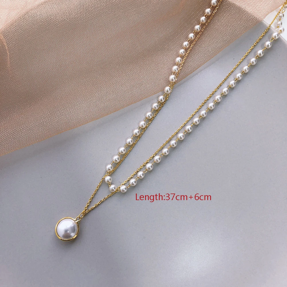 2020 New Double Layer Chain Gold Color Choker Necklace Women Korean Style Pearl Pendant Necklace Fashion Jewelry Collar
2020 New Double Layer Chain Gold Color Choker Necklace Women Korean Style Pearl Pendant Necklace Fashion Jewelry Collar