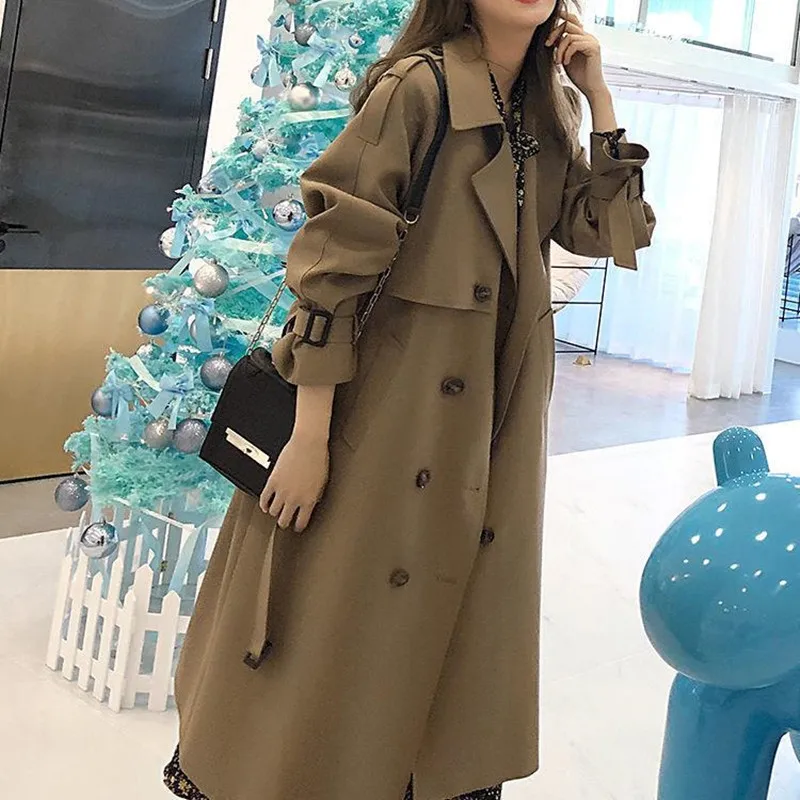 Vintage Loose Double Breasted Belted Loose Army Green Trench Coat 2021 New Women Winter Autumn Long Coat 
Vintage Loose Double Breasted Belted Loose Army Green Trench Coat 2021 New Women Winter Autumn Long Coat