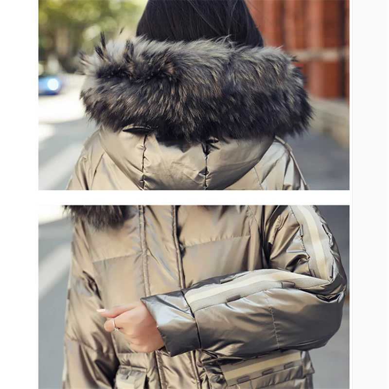 2020 Winter Korean Glossy Down Jacket Women Big Fur Collar Hooded Long Coat Loose Parka Thick Warm Cotton Overcoat Ladies G560
2020 Winter Korean Glossy Down Jacket Women Big Fur Collar Hooded Long Coat Loose Parka Thick Warm Cotton Overcoat Ladies G560