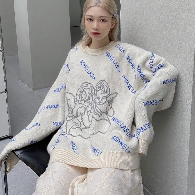 Angel Pattern Women Sweater Oversized Streetwear Retro Lazy Pullover Trendy Brand O Neck Fashion 2021 Winter Harajuku Sweaters
Angel Pattern Women Sweater Oversized Streetwear Retro Lazy Pullover Trendy Brand O Neck Fashion 2021 Winter Harajuku Sweaters