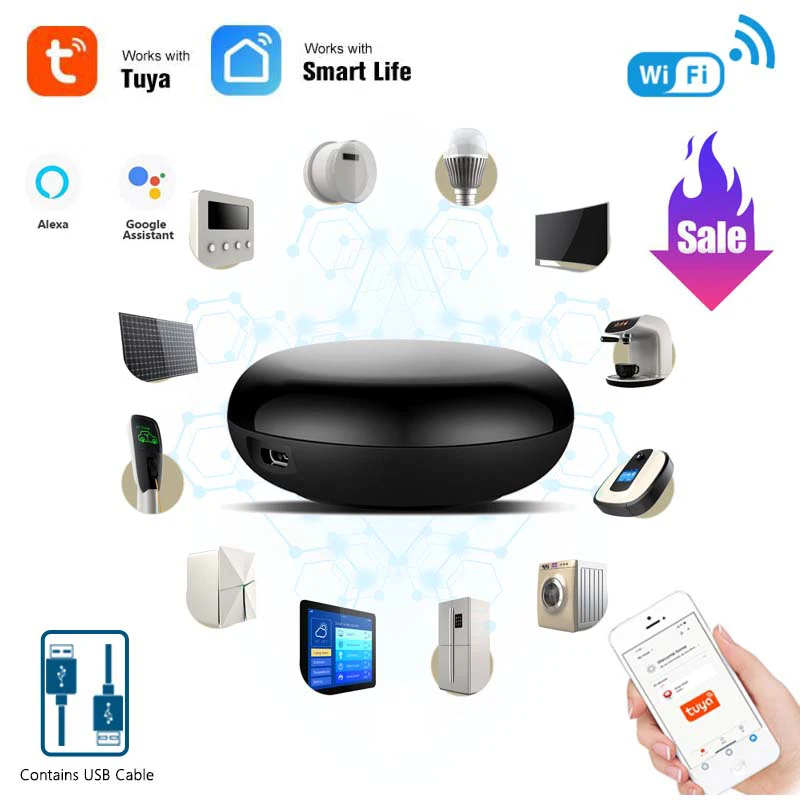 Беспроводной пульт управления умным домом Tuya, Wi-Fi/ИК пульт дистанционного управления, работает с Alexa Google Home, Модуль Автоматизации, кондицион... 
Беспроводной пульт управления умным домом Tuya, Wi-Fi/ИК пульт дистанционного управления, работает с Alexa Google Home, Модуль Автоматизации, кондицион...