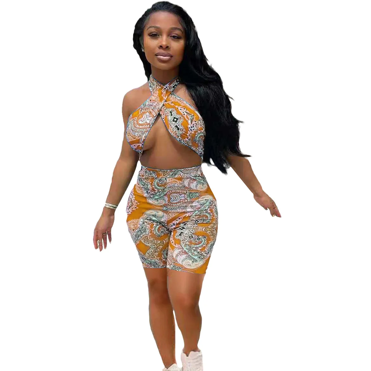 SSEURAT Women Playsuit Print Sleeveless Halter Chest Hollow Out Mid Waist Playsuits Sexy Fashion Summer Outfits
SSEURAT Women Playsuit Print Sleeveless Halter Chest Hollow Out Mid Waist Playsuits Sexy Fashion Summer Outfits