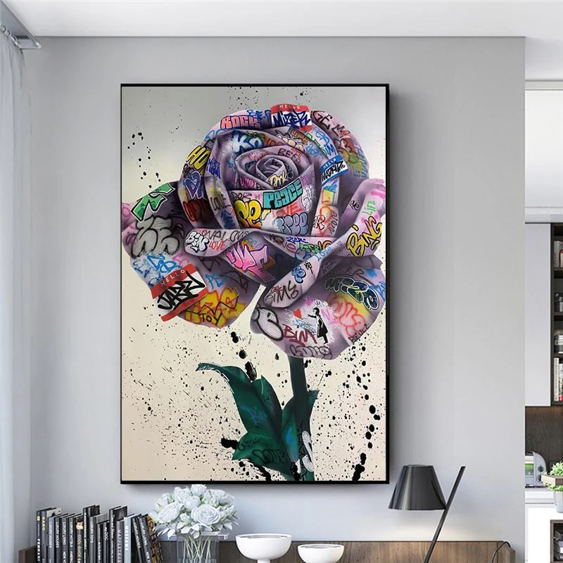 Rose Flowers Graffiti Art Canvas Paintings on the Wall Art Posters and Prints Street Art of Love Nordic Art Pictures Home Decor
Rose Flowers Graffiti Art Canvas Paintings on the Wall Art Posters and Prints Street Art of Love Nordic Art Pictures Home Decor