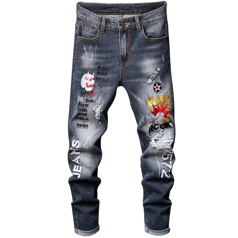 Men's Fashion Embroidered Jeans Spring Autumn High Street Ripped Slim Straight Denim Pants Hip Hop Punk Trend Cowboys Trousers
Men's Fashion Embroidered Jeans Spring Autumn High Street Ripped Slim Straight Denim Pants Hip Hop Punk Trend Cowboys Trousers