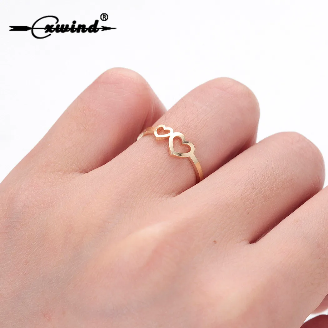 Cxwind Романтические кольца для любви женщин полое сердце свадебное кольцо на палец
