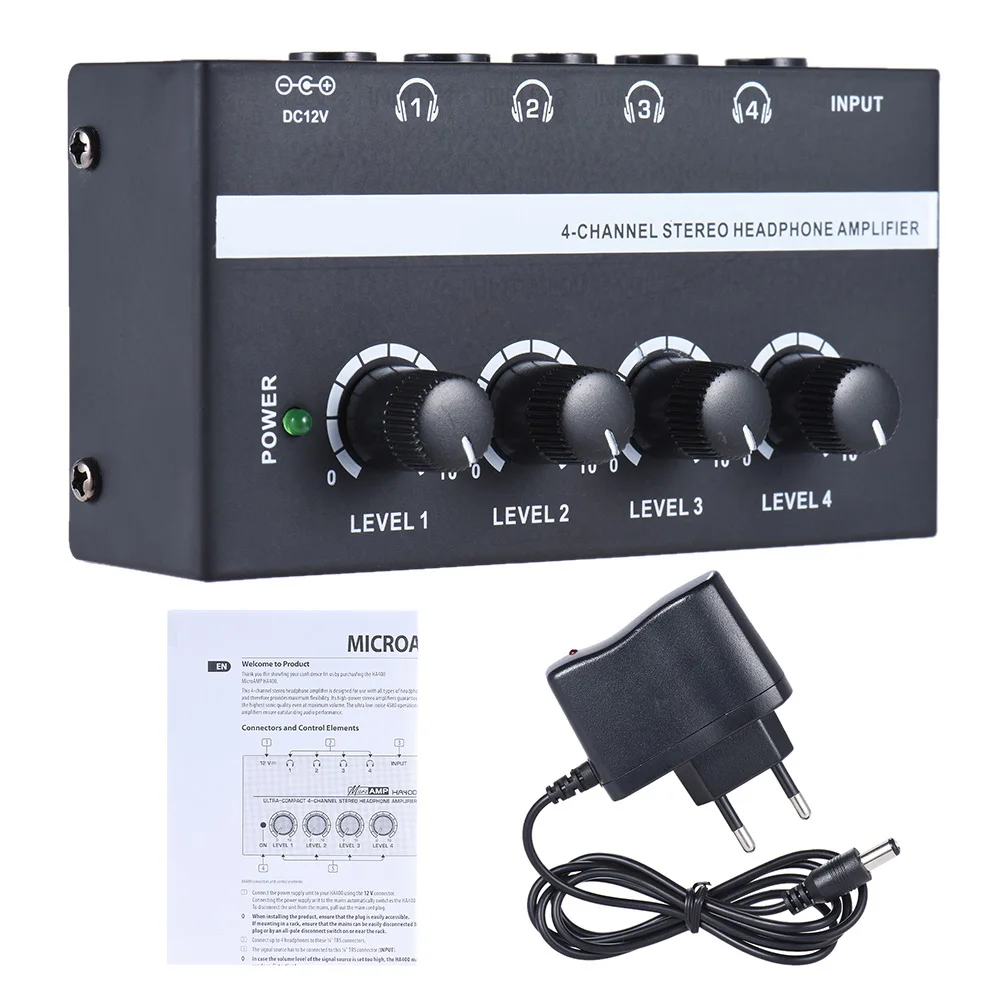 Ультракомпактный 4-канальный мини аудио стерео усилитель для наушников HA400 с адаптером питания
Ультракомпактный 4-канальный мини аудио стерео усилитель для наушников HA400 с адаптером питания