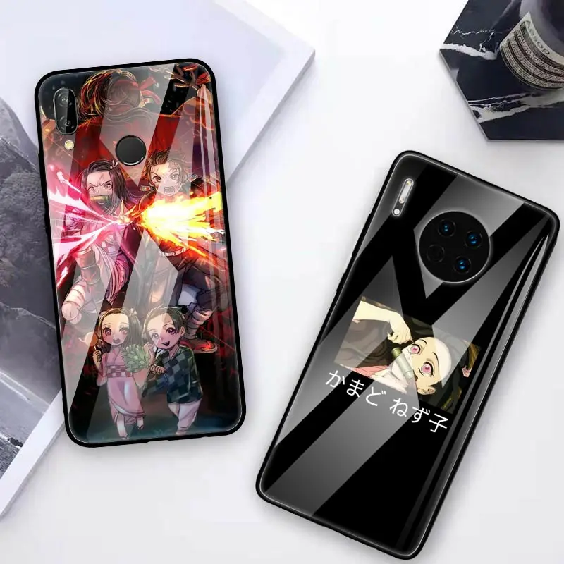 Чехол для телефона Demon Slayer Kimetsu чехол из закаленного стекла без Yaiba Huawei P20 P30 P40 Lite E P