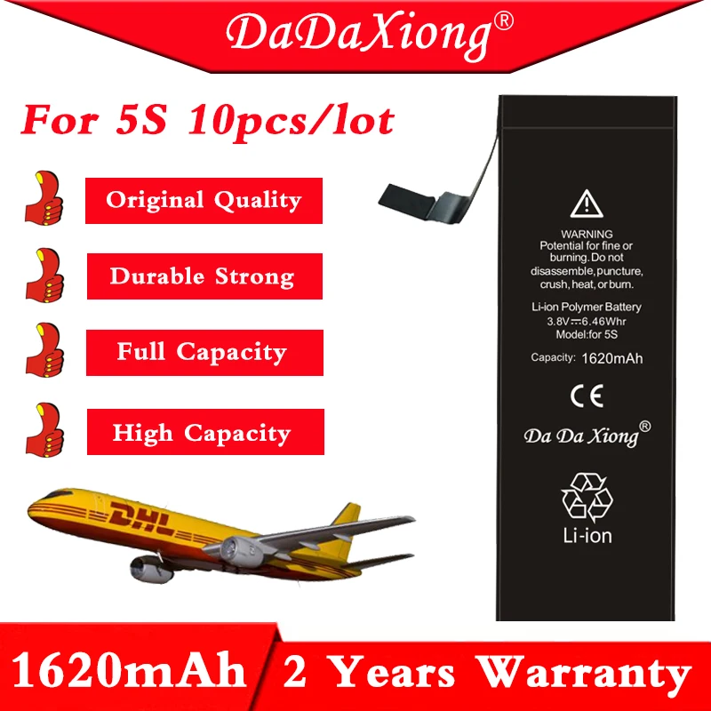 DaDaXiong 100% оригинальный 10 шт./лот аккумулятор для iPhone 5S 0 цикл 1620 мАч подлинный