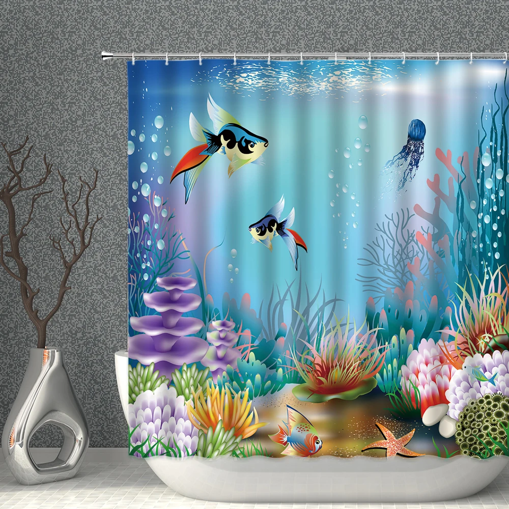 3D Ocean Dolphin Waterproof Bathroom Curtains Turtle Tropical Fishs Shower Curtain Set Funny Fish Blue Bath Screen With Hooks
3D Ocean Dolphin Waterproof Bathroom Curtains Turtle Tropical Fishs Shower Curtain Set Funny Fish Blue Bath Screen With Hooks